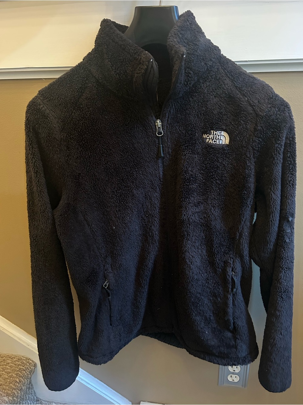 The North Face Black Plush Fleece Quarter-Zip Jacket Size-Large